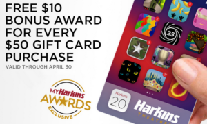 Harkins Gift Card Bonus! ~ Get $10 extra for every $50 you spend ...